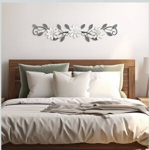 Metal Wall Art Modern Minimalist Metal Flowers Wall Decor Horizontal white